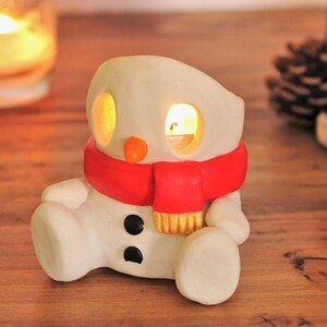 Snowman Christmas Candle Holder Tealight Cute Gift Decorations image 3