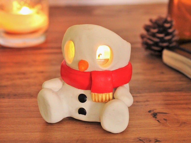 Snowman Christmas Candle Holder Tealight Cute Gift Decorations image 3