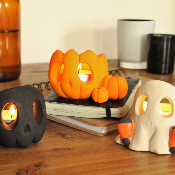 Candle Holder Halloween Etsy