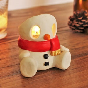 Snowman Christmas Candle Holder Tealight Cute Gift Decorations image 1