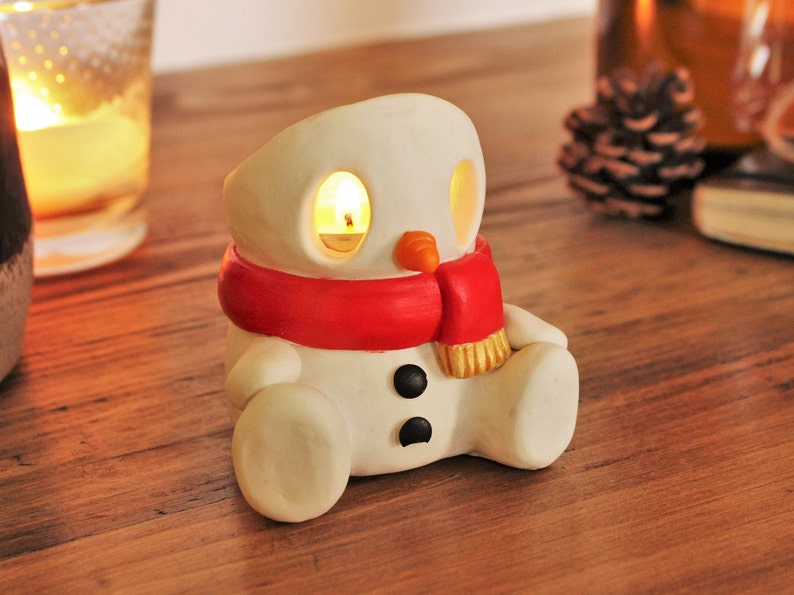 Snowman Christmas Candle Holder Tealight Cute Gift Decorations image 1