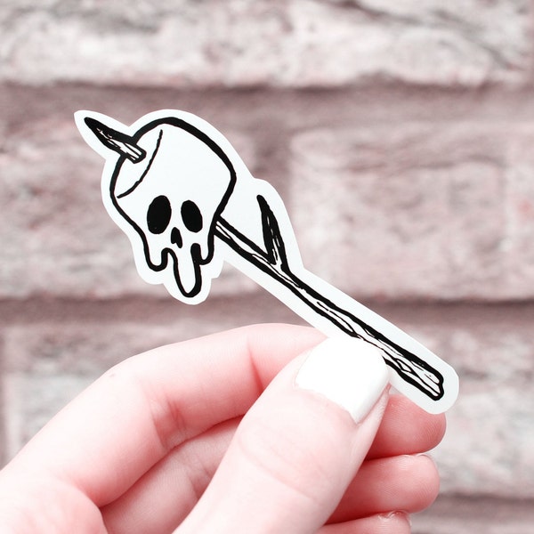 Skull Marshmallow | Vinyl Waterproof Sticker | Gloss Finish | Gothic Ink | Camping |