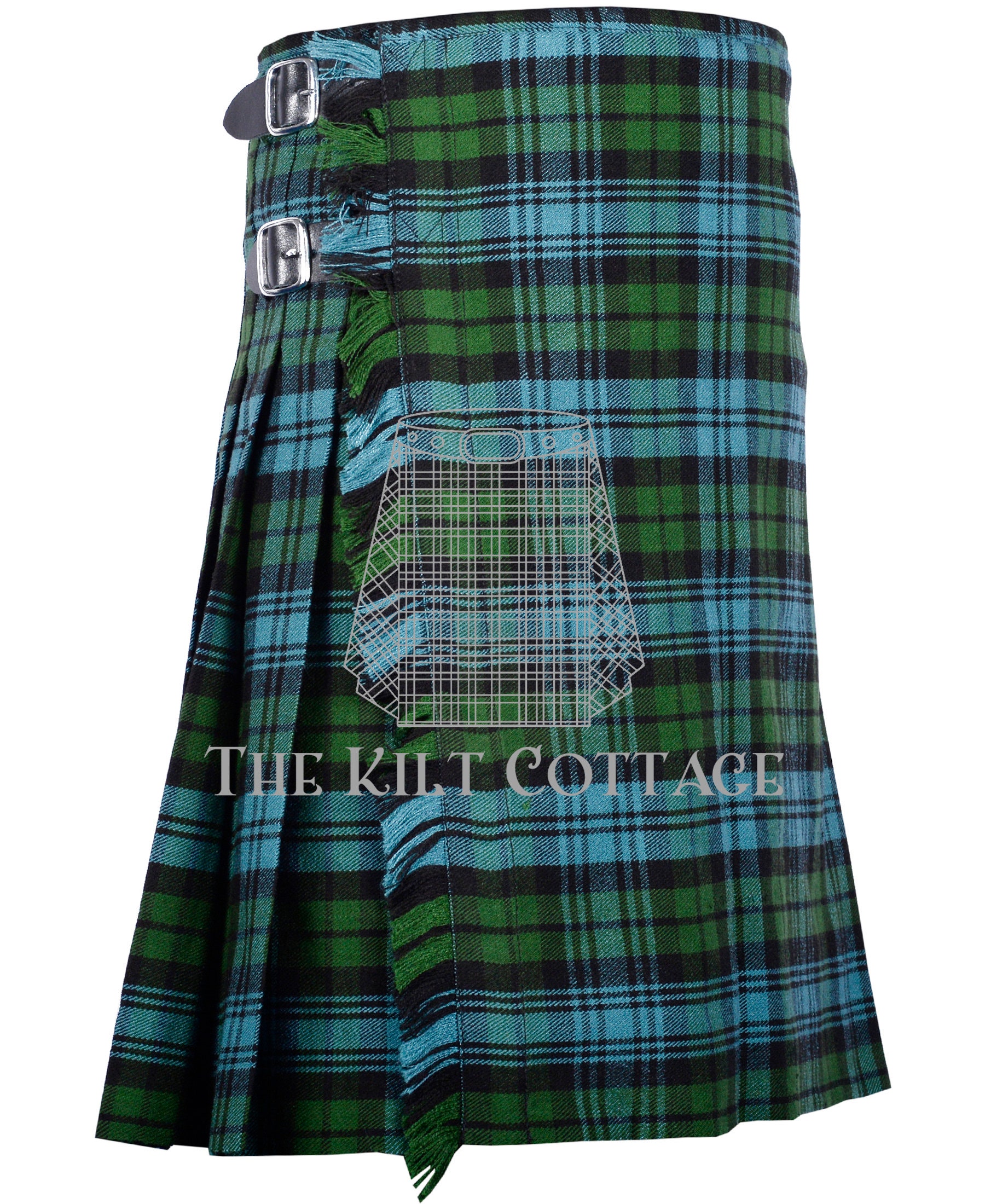 Sort Kalot Campbell Ancient Tartan Kilt - 8 Yard Scottish Kilt for Men ...