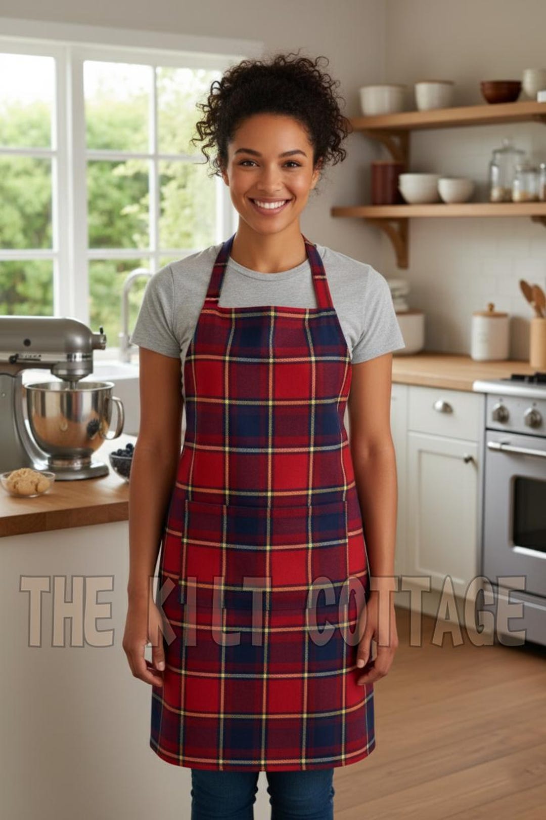 Handgefertigte Küchen-Schürze aus Tartan-Stoff - Kochschürze - Kochen & Backen - Kittel - Kochschürze - Kochschutz-Schutzhülle