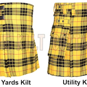Macleod of Lewis Tartan Scottish 8 Yard Kilt - Traditional Utility Kilt for Men - 16 Oz Tartan - Highlander Cargo Pockets Handmade Kilt