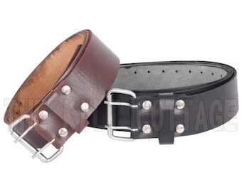 Scottish Leather KILT BELT - Custom Size Kilt Belt - Handmade 2.5 Inches Wide - Premium Cowhide Leather Belt - 2 Prongs Buckle Leather Belt