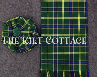 Scottish Tartan Scarf & Tam Hat - Acrylic Scarf and Tam O&#39; Shanter Hat - Flat Bonnet Kilt Hat - Tammie Hat - Tartan Kilt Accessories Package