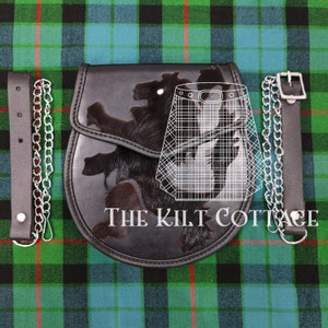Scottish Traditional Semi Dress Sporran - Rampant Lion Kilt Sporran - Sporran with Strap and Belt - Premium Handmade Leather Sporran for Men