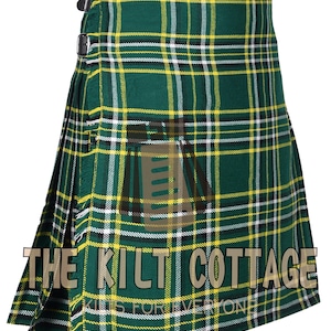 St Patrick Tartan Scottish 8 Yard Kilt for Men - 16Oz Acrylic Fabric - Custom Made - Traditional Highlander Kilt - Made to Order