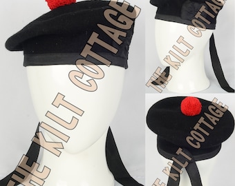 7245 Balmoral Black Scottish Diced Kilt Beret Size Premium Quality Balmoral Hat Black For Stylish Looks main image 2