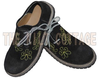 Men's Bavarian Oktoberfest Lederhosen Shoes - Authentic Suede Leather - German Traditional Trachten Boots - Beer Festival Embroidery Shoes