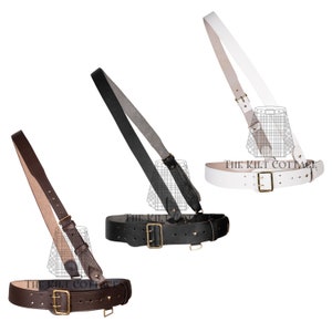 Sam Browne Leather Belt and Shoulder Strap - British Military Crassover Handemade Custom Original Cowhide Leather Belt & Strap