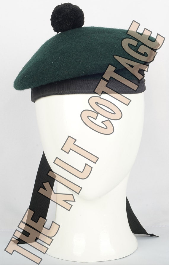 Scottish Balmoral Bonnet Hat - KILT Cap - Plain Green Cap  display picture 3