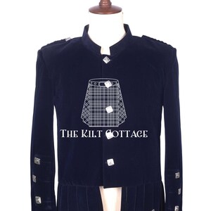 Scottish Navy Blue Velvet Kenmore Doublet Jacket - Five Buttons Kilt Jacket - Premium Made to Measures Scottish Jacket - Weddings Gift