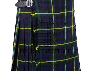 Gordon Tartan 8 Yard Scottish Kilt for Men - 16 Oz Home Spun Wool Blend - Custom Made - Highlander Traditional Kilt.