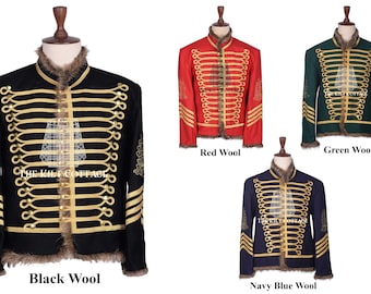 Premium Quality Gold Braided Hussar Jacket - Military Uniform Style Tunic Jacket - Napoleonic Military Doublet - Melton Wool - Made to Order