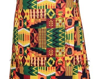 African Zulu Pride Kilt - Black Pride Kilt - African Theme Clothing - Ankara Fabric 8 Yard Scottish Kilt - African Kente Kilt - Custom Made