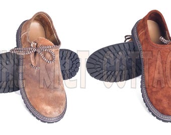 Men's Bavarian Oktoberfest Lederhosen Shoes - Authentic Suede Leather - German Traditional Trachten Boots - Beer Festival Wedding Wear Gift