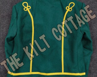 Napoleonic Green Wool Hussar Jacket Military Uniform Piping