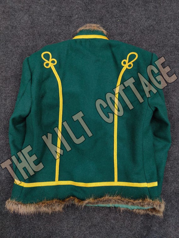 Napoleonic Green Wool Hussar Jacket Military Uniform Piping