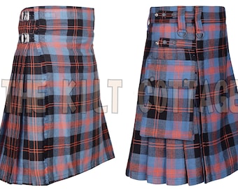 Angus Tartan Scottish 8 Yard Kilt - Traditional Utility Kilt for Men - 16 Oz Tartan - Highlander Cargo Pockets Handmade Kilt - Made to order