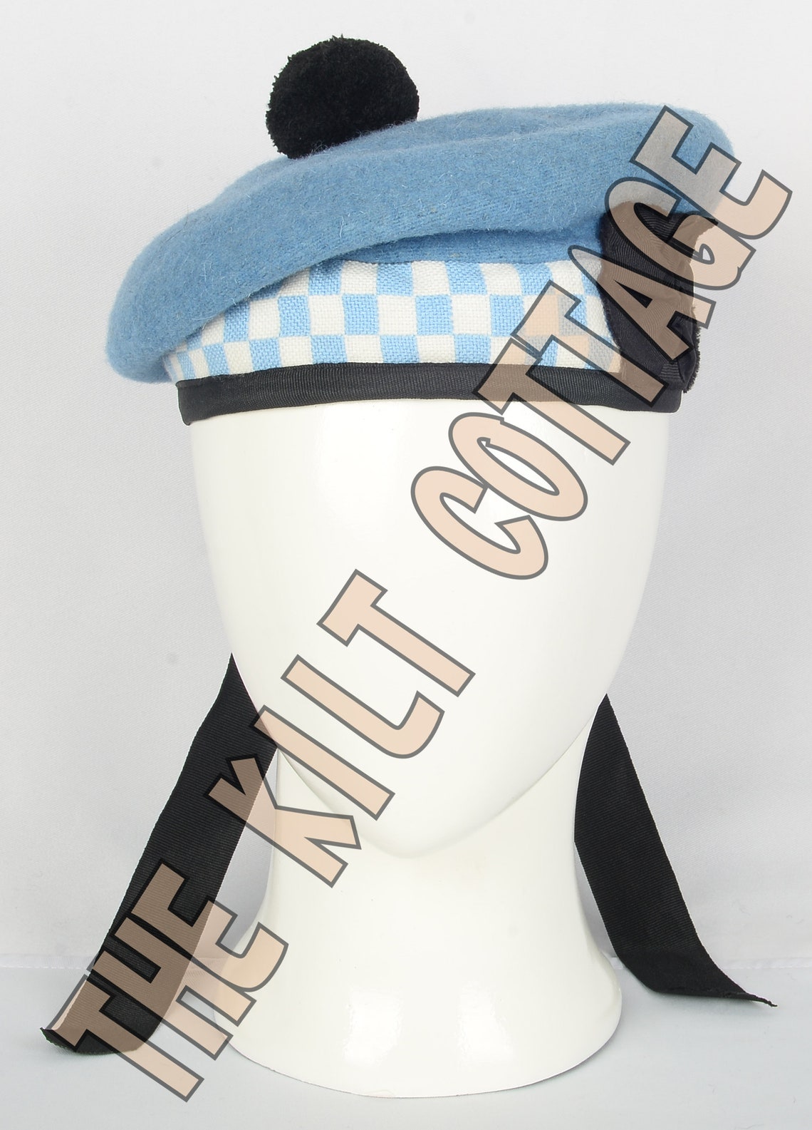 Maroon Balmoral Cap White Maroon Diced main image 0