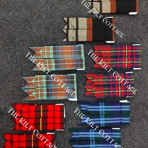 Kilt Flashes - Traditional Tartan Flashes - Matching Pair of Flashes - Scottish Kilt Hose Sock Garters - 100% Acrylic Fabric - 90+ Tartan