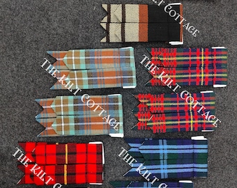 Kilt Flashes - Traditional Tartan Flashes - Matching Pair of Flashes - Scottish Kilt Hose Sock Garters - 100% Acrylic Fabric - 90+ Tartan