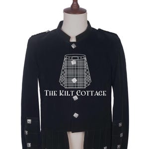 Rifle Green Velvet Kenmore Doublet Jacket - Five Buttons Kilt Jacket - Premium Made to Measures Scottish Jacket - Weddings Gift