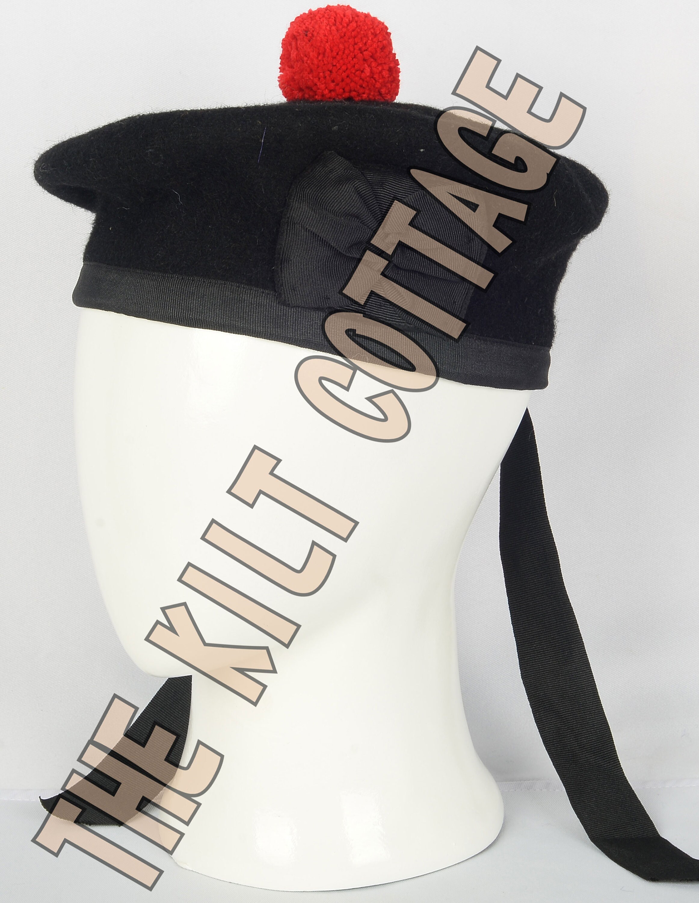 2671 Balmoral Black Scottish Diced Kilt Beret 7-56 Scottish Balmoral Bonnet Hats - 100% Wool Military Cap  main image 2