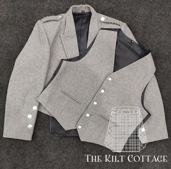 Premium Handmade Prince Charlie Jacket and Waistcoat Cream Tweed