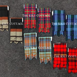 Kilt Flashes - Traditional Tartan Flashes - Matching Pair of Flashes - Scottish Kilt Hose Sock Garters - 100% Acrylic Fabric - 90+ Tartan