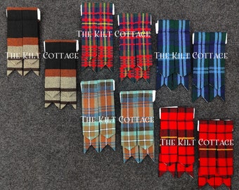 Kilt Flashes - Traditional Tartan Flashes - Matching Pair of Flashes - Scottish Kilt Hose Sock Garters - 100% Acrylic Fabric - 90+ Tartan