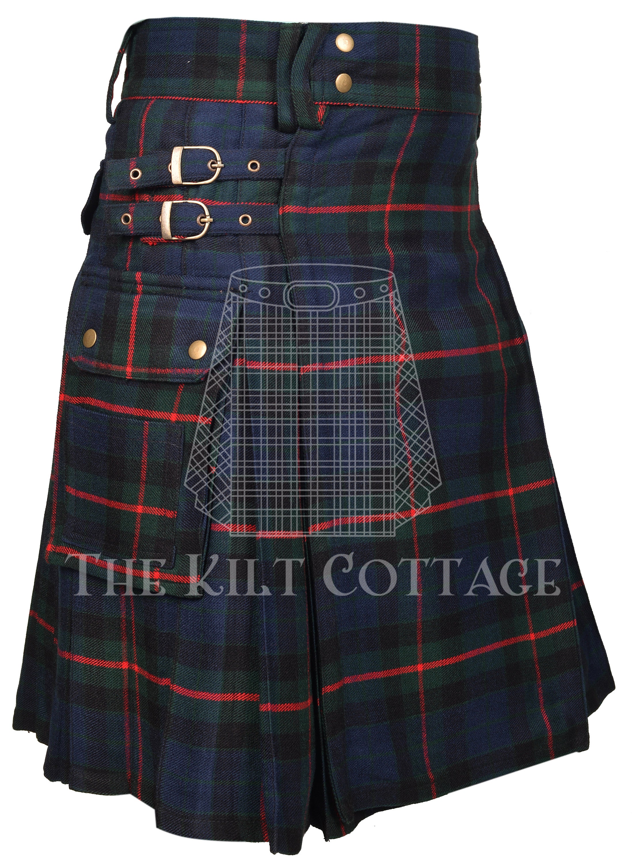 Sort Kalot Gunn Tartan Utility Kilt for Men - Lightweight Highland Games Sport ...