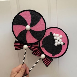 Pink Halloween lollipop wreath attachment or tier tray decor, pink Halloween candy party decoration