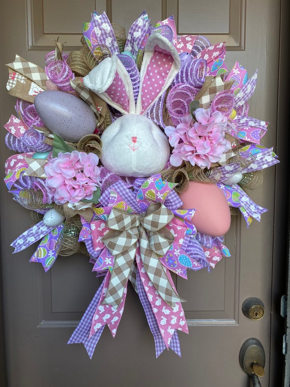 Easter Ribbon Wreath with Bunnies and Eggs The Holiday Aisle