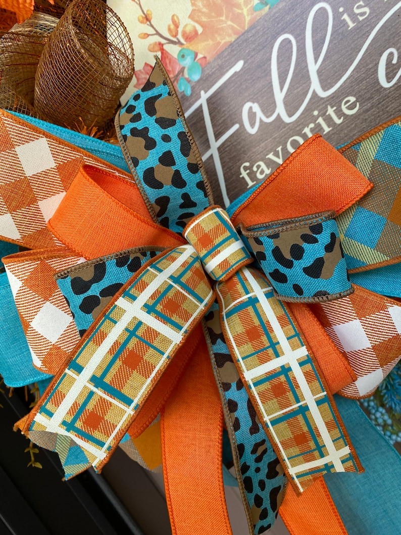 Fall Front Door Wreath, Pumpkin Deco Mesh Wreath, Fall Farmhouse Ribbon ...