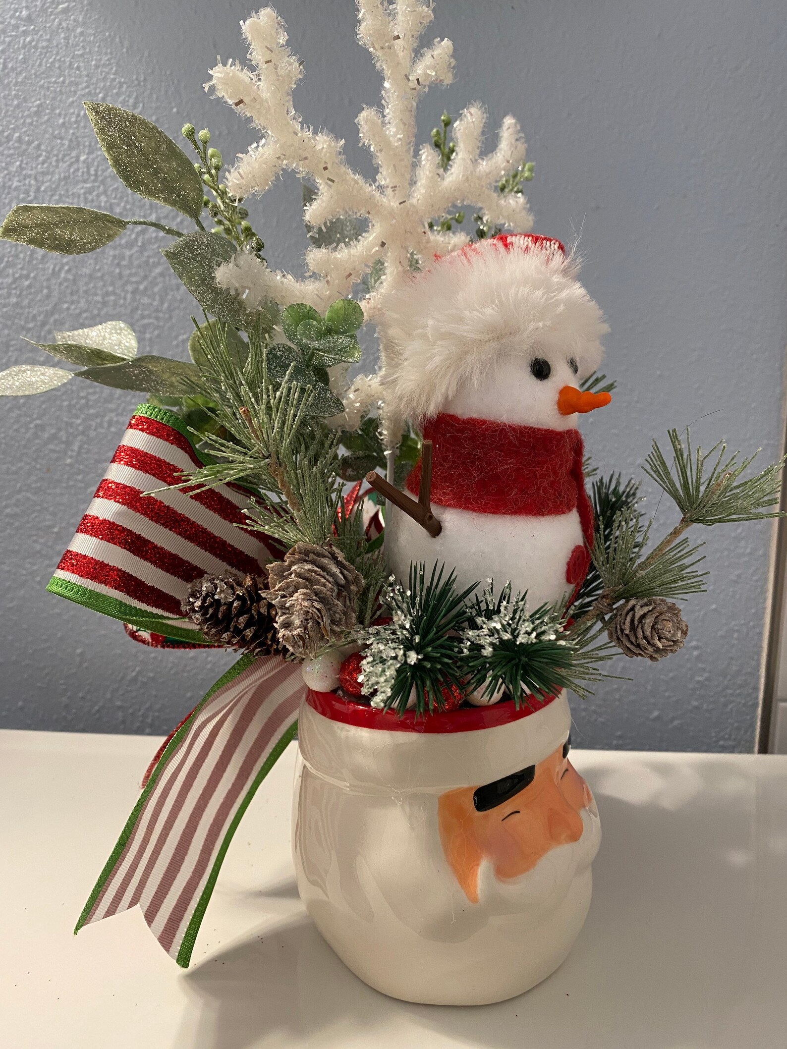 Santa Mug Mini Christmas Centerpiece Christmas Mug Bouquet Etsy