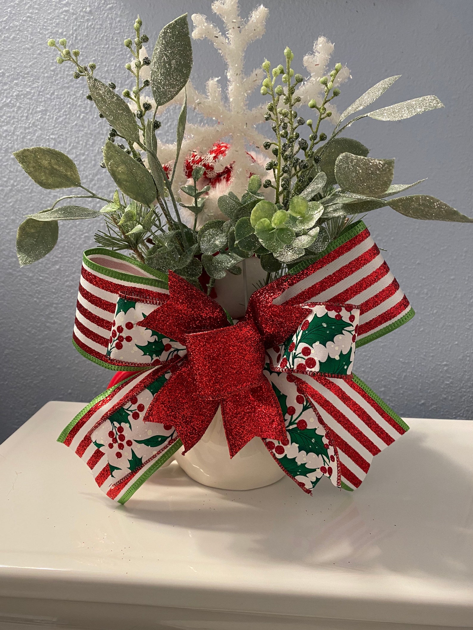 Santa mug mini Christmas centerpiece Christmas mug bouquet Etsy
