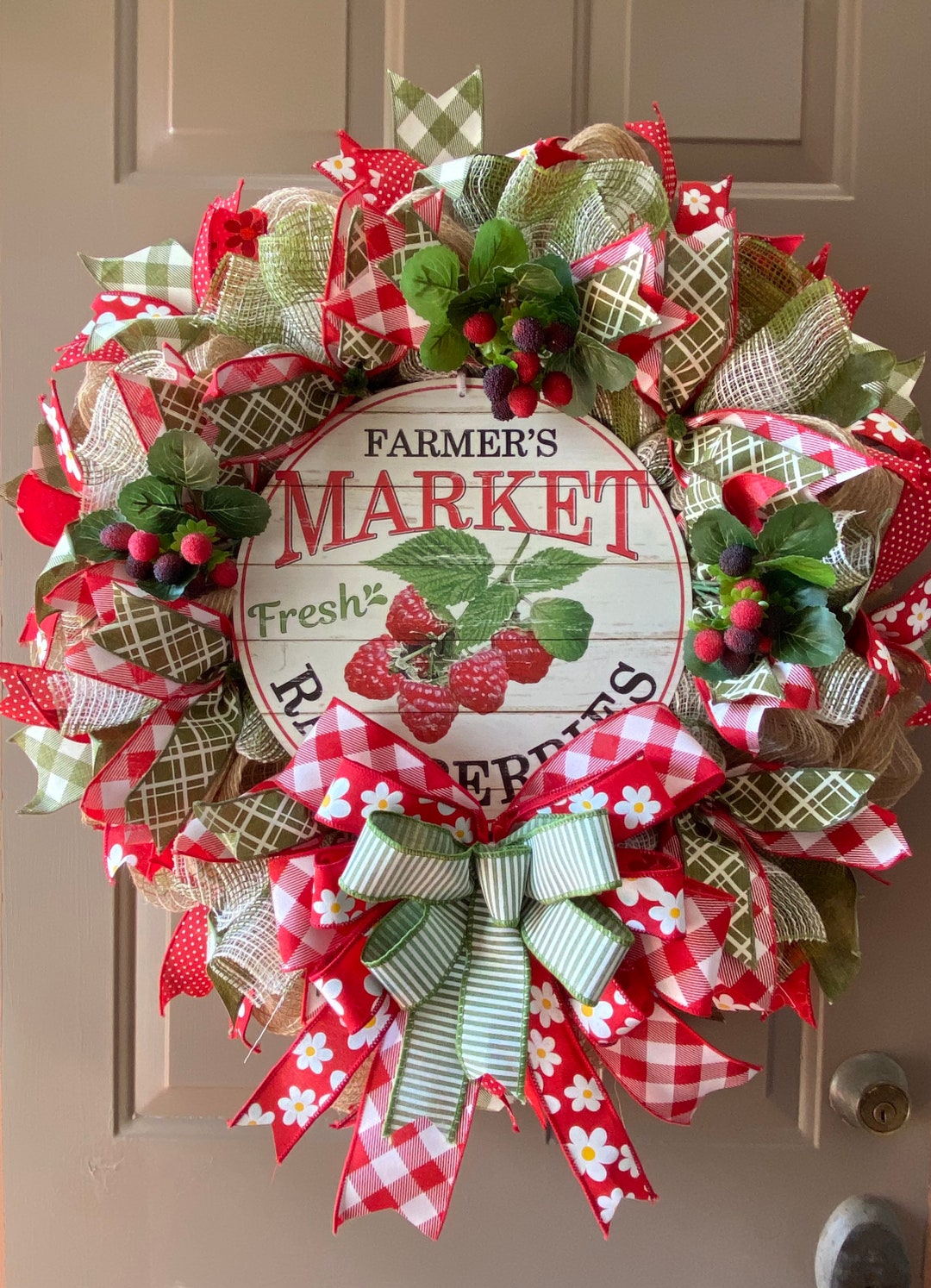 Wreath Raspberry Raspberry Farmhouse Wreath, Berry Wreath, Spring Wreath, Summertime ...