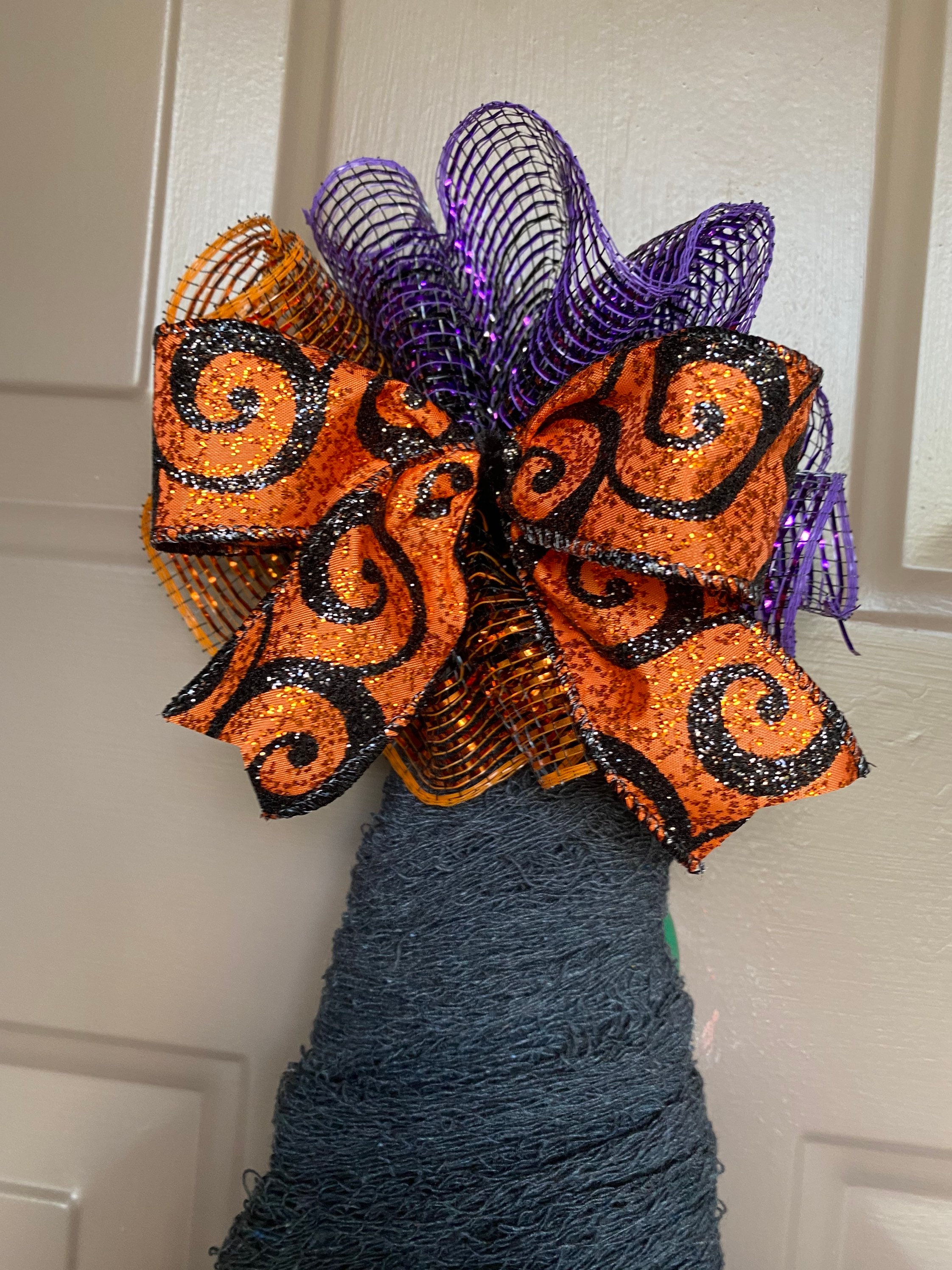 Halloween Wreath, Witch Hat Door Hanger, Deco Mesh Spooky Wall Decor ...