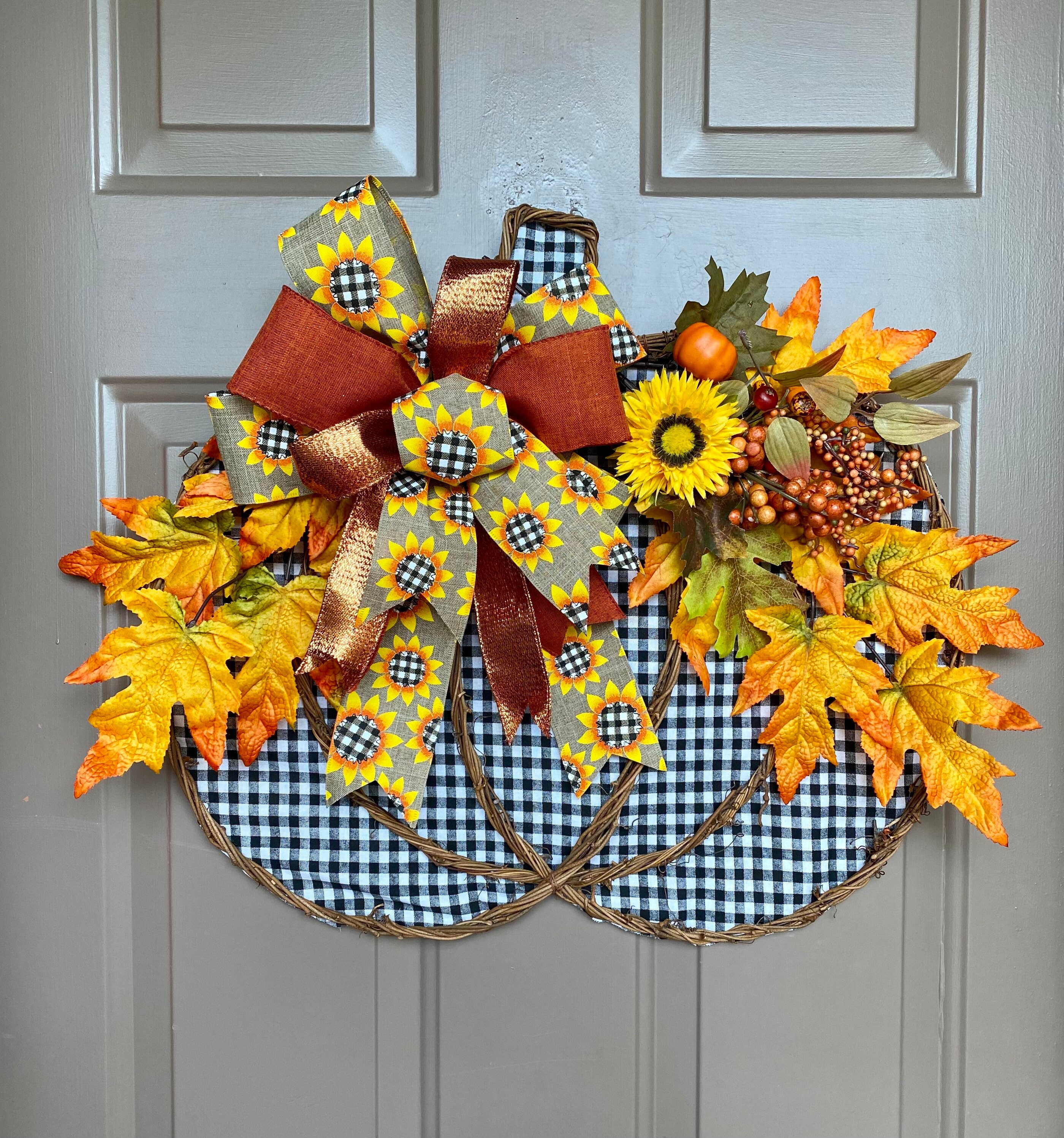 Grapevine Pumpkin Door Hanger Fall Grapevine Wreath,