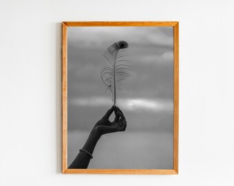 Feather photography, Photography wall art, Photography prints nature, Minimalist print, Neutral modern, Feminine wall art, Hygge wall art