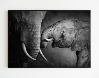 PRINT photography, Black and white print, Elephant wall art, Elephant wall print, Wall decor, Minimalist art, Black and white photography