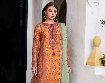 Hussain Rehar Luxury Lawn Collection Pakistanisches Salwar Kameez Hochzeitskleid Geschenk für Sie Partykleid Kleid Salwar Kameez Indisches Kleid