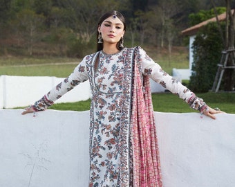 Hussain Rehar Luxury Lawn Collection Pakistani Salwar Kameez Wedding Dress Gift For Her Punjabi Suit Party Wear Dress Pakistani Dress