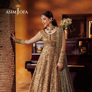 asim jofa brown dress AJDA-05 - Organza Dresses for Wedding Guest