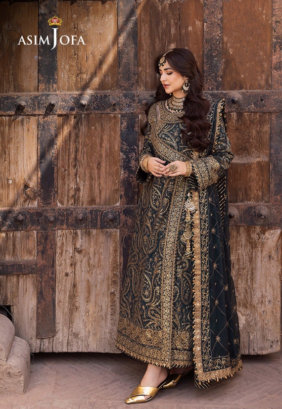 Asim Jofa Chikankari Dress: Embroidered Pakistani Party Wear - Etsy