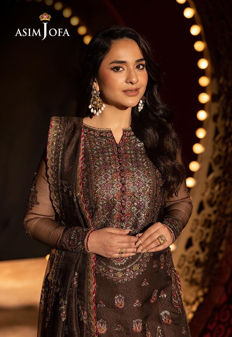 Asim Jofa Salwar Kameez Brown Embroidered Dress | 3 Piece Formal Pakistani  Dress | Indian Dress| Silk Trouser | Bridesmaid Dress - Etsy Ireland