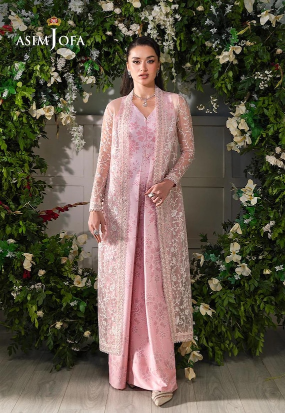 asim jofa formal dresses Ivory Embroidered Net Pakistani Wedding Salwar Kameez